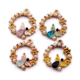 40pcs 17*20mm Round Circle Charms Enamel Crystal Bee Earring Pendants