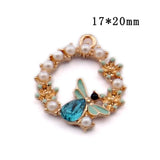 40pcs 17*20mm Round Circle Charms Enamel Crystal Bee Earring Pendants