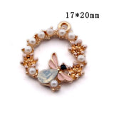 40pcs 17*20mm Round Circle Charms Enamel Crystal Bee Earring Pendants