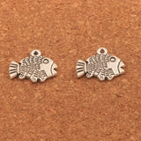 40pcs Tibetan Silver Flounder Fish Animals Charms Pendants Jewelry Finding