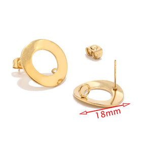 40pcs 18mm Stainless Steel Geometric Disk Stud Earring Components Hypoallergenic