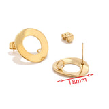 40pcs 18mm Stainless Steel Geometric Disk Stud Earring Components Hypoallergenic