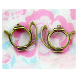 40pcs Antique Bronze Hollow Teapot Charm Pendants DIY Craft 23*19mm