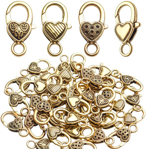 40pcs Heart Lobster Claw Clasps for Diy Craft Jewelry Necklaces