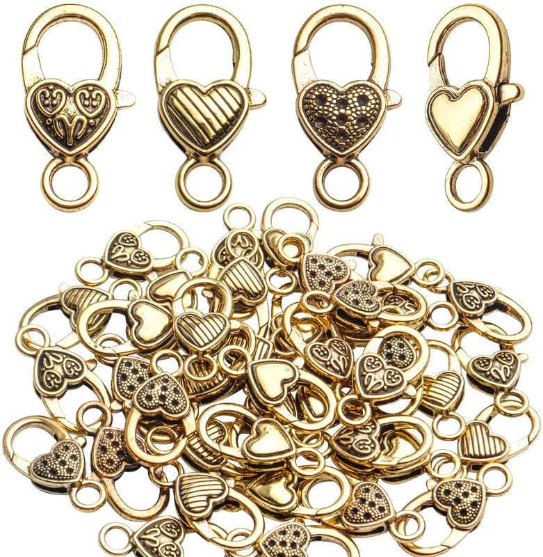 40pcs Heart Lobster Claw Clasps for Diy Craft Jewelry Necklaces