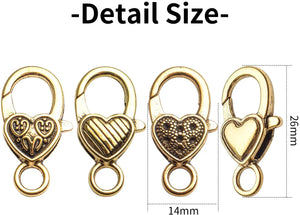40pcs Heart Lobster Claw Clasps for Diy Craft Jewelry Necklaces
