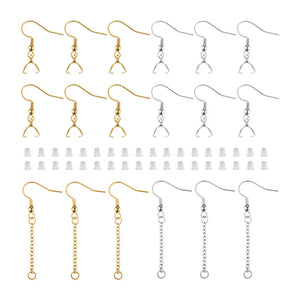 40pcs 304 Stainless Steel Ear Wires Fish Hook & Pinch Bails for Earrings