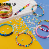 40pcs Colorful Arch Shape Enamel Beads for Bracelets Making DIY Bohemain Elastic