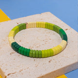 40pcs Colorful Arch Shape Enamel Beads for Bracelets Making DIY Bohemain Elastic