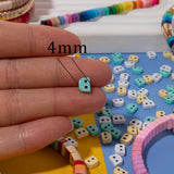 40pcs Colorful Arch Shape Enamel Beads for Bracelets Making DIY Bohemain Elastic