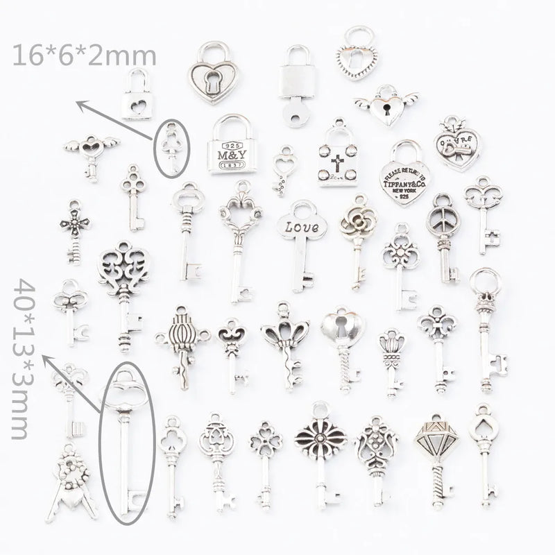 40pcs Tibetan Silver Mixed Styles Charms Pendants for DIY Jewelry Making