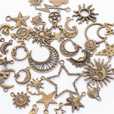 40pcs Antique Bronze Star Moon Sun Charms Pendants for DIY Jewelry Making