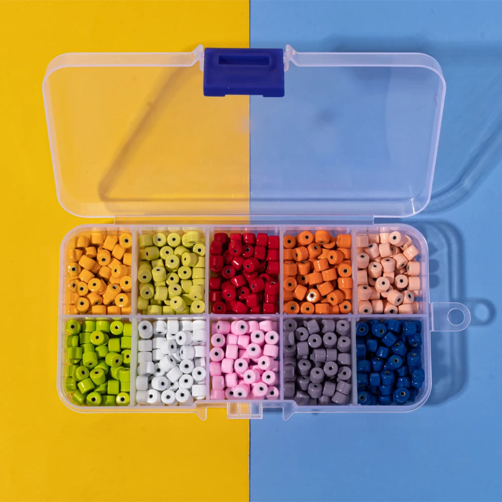 40pcs 5x4mm Enamel Tube Beads DIY Rainbow Necklace Bracelet