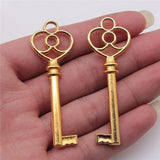 40pcs Antique Silver/Bronze Key Pendants 60mm Key Pendant Charm