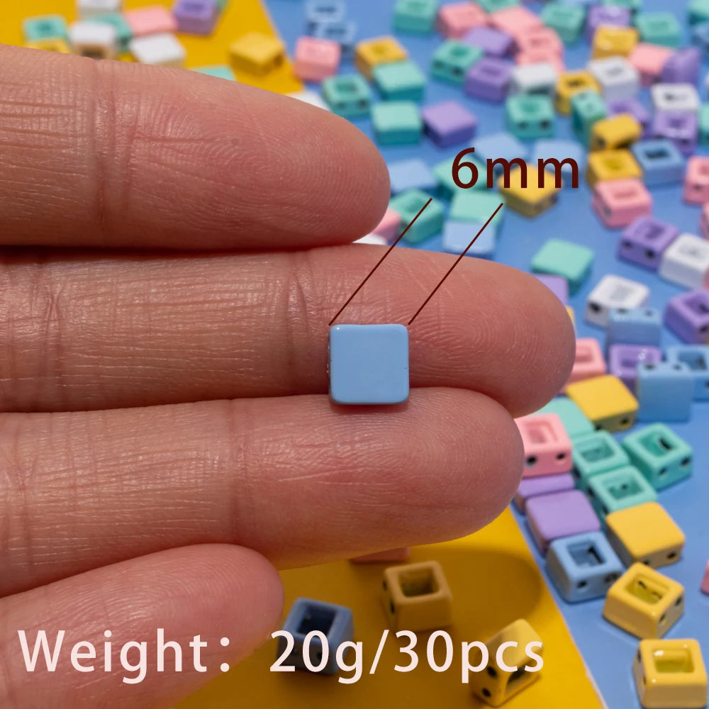 40pcs 6X6MM Enamel Beads for DIY Colorful Bracelets Making Accessory