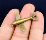 40pcs Antique Bronze Airplane Charms Pendant 34x24mm