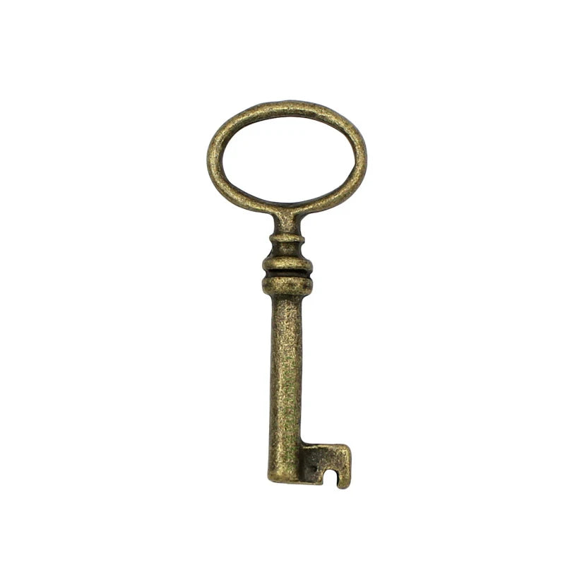 40pcs Antique Bronze 2 Sided Oval Skeleton Key Charm Pendant 42x17mm