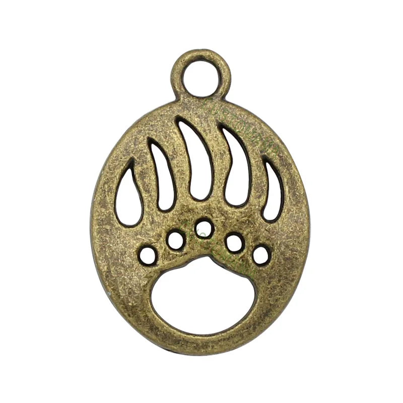 40pcs Antique Bronze Bear Claw Charms Pendant 30x22mm