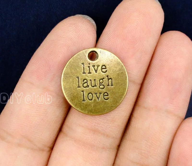 40pcs Antique Bronze Live Laugh Love Charms Pendant 20mm