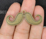 40pcs Antique Bronze Moustache Charm Pendant for Jewelry Making