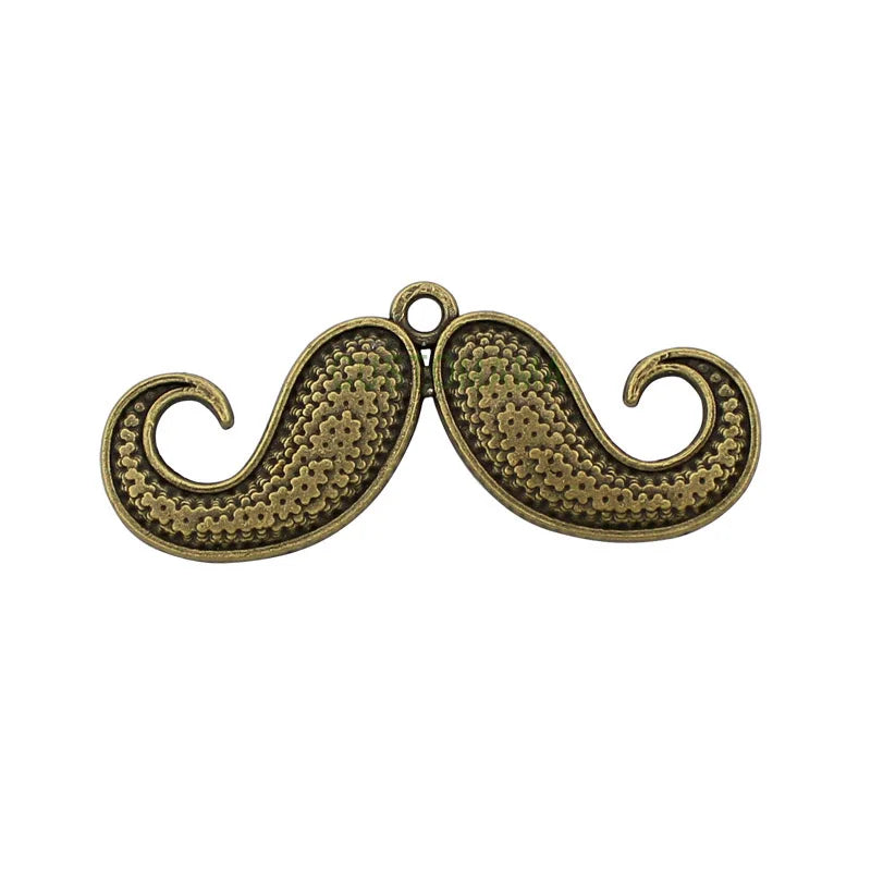 40pcs Antique Bronze Moustache Charm Pendant for Jewelry Making