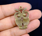 40pcs Antique Bronze Owl Charms Pendant 34x21mm