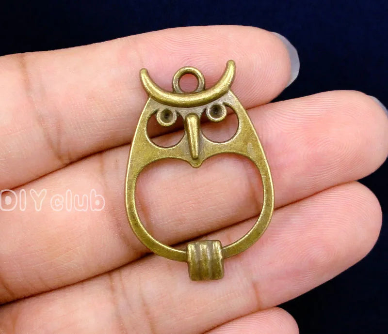 40pcs Antique Bronze Owl Charms Pendant 34x24mm