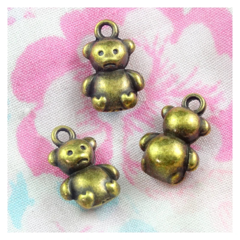 40pcs Antique Bronze Bear Charm Pendants for DIY Jewelry Findings