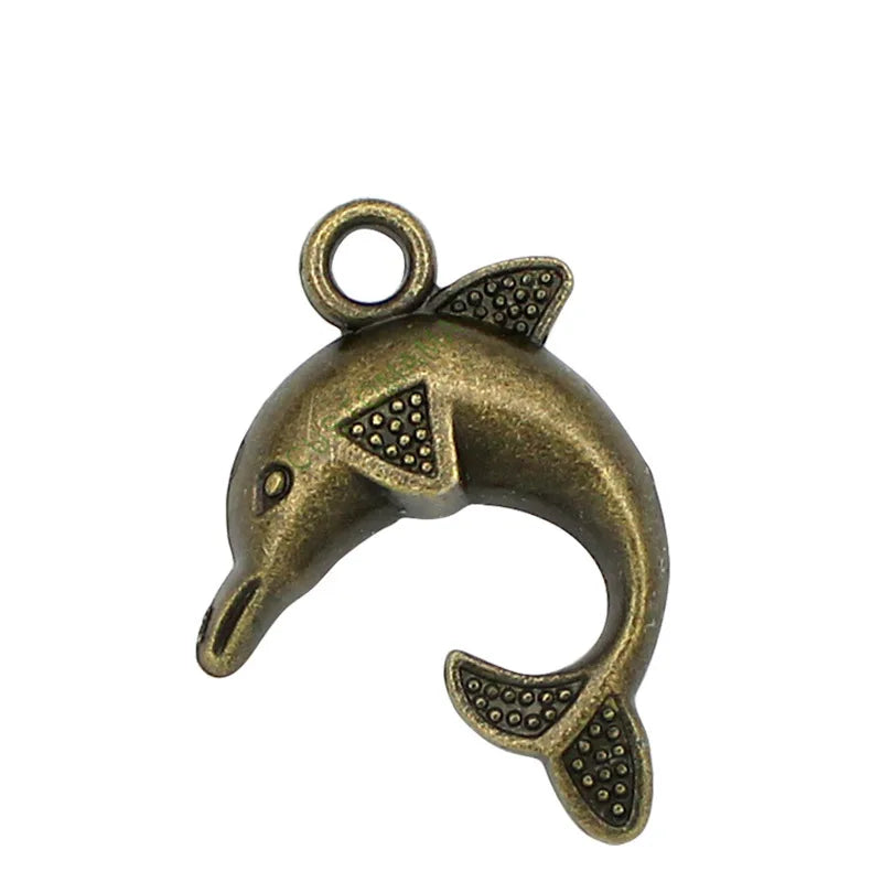 40pcs Antique Bronze Dolphin Charms Pendant 24x32mm