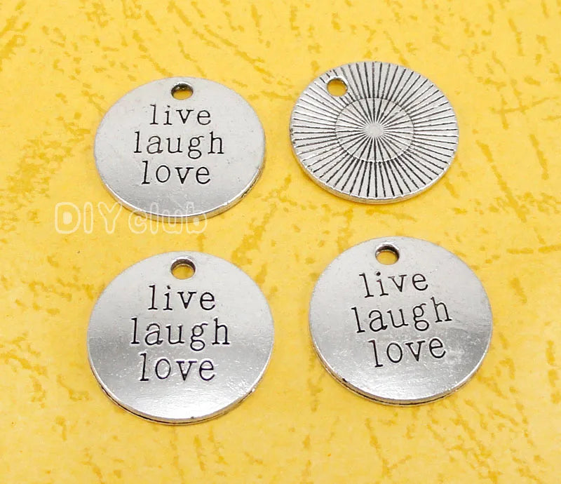 40pcs Tibetan Silver Live Laugh Love Charms Pendant 20mm