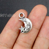 40pcs Tibetan Silver Moon and Star Charms 21x14mm