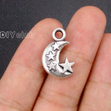 40pcs Tibetan Silver Moon and Star Charms 21x14mm