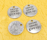 40pcs Tibetan Silver Never Give Up Charms Pendant 20mm