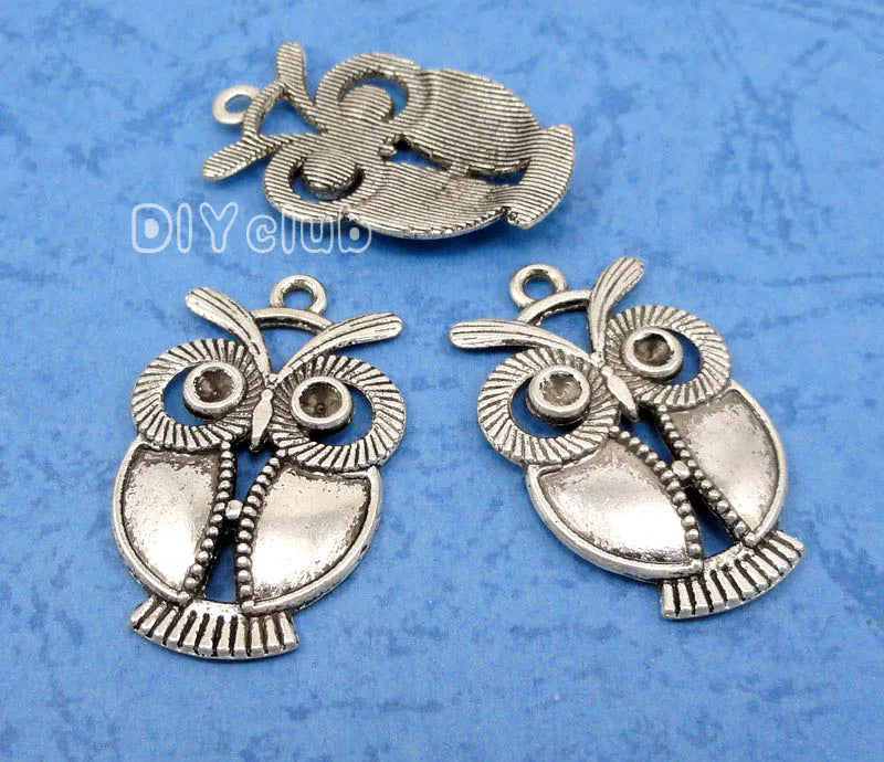 40pcs Tibetan Silver Owl Charms Pendant 34x21mm