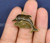 40pcs Antique Bronze Dolphin Charms Pendant 34x21mm