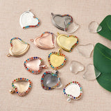 40pcs Heart Pendant Base Setting Glass Cabochons DIY Jewelry Making Blank Tray