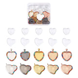 40pcs Heart Pendant Base Setting Glass Cabochons DIY Jewelry Making Blank Tray