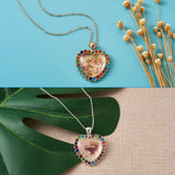 40pcs Heart Pendant Base Setting Glass Cabochons DIY Jewelry Making Blank Tray