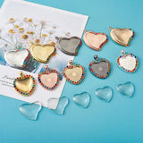40pcs Heart Pendant Base Setting Glass Cabochons DIY Jewelry Making Blank Tray