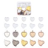 40pcs Heart Pendant Base Setting Glass Cabochons DIY Jewelry Making Blank Tray