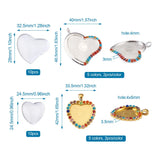 40pcs Heart Pendant Base Setting Glass Cabochons DIY Jewelry Making Blank Tray