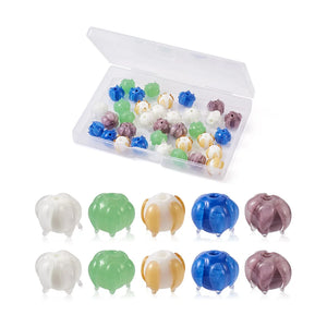 40pcs Lampwork Flower Beads 12x10mm DIY Earring Necklace Pendants Jewelry Mixed