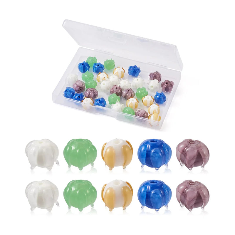 40pcs Lampwork Flower Beads 12x10mm DIY Earring Necklace Pendants Jewelry Mixed