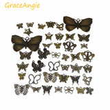 40pcs Butterfly Charm Pendant Antique Bronze Mixed Style Jewelry Craft Accessory