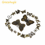 40pcs Butterfly Charm Pendant Antique Bronze Mixed Style Jewelry Craft Accessory
