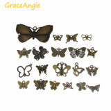 40pcs Butterfly Charm Pendant Antique Bronze Mixed Style Jewelry Craft Accessory