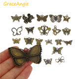 40pcs Butterfly Charm Pendant Antique Bronze Mixed Style Jewelry Craft Accessory