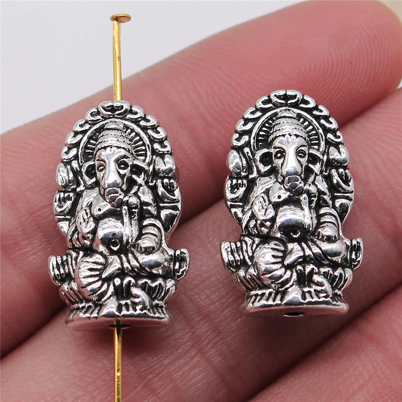 40pcs Indian God Of Wealth Ganesha Charms 14x22mm Antique Silver Elephant Beads