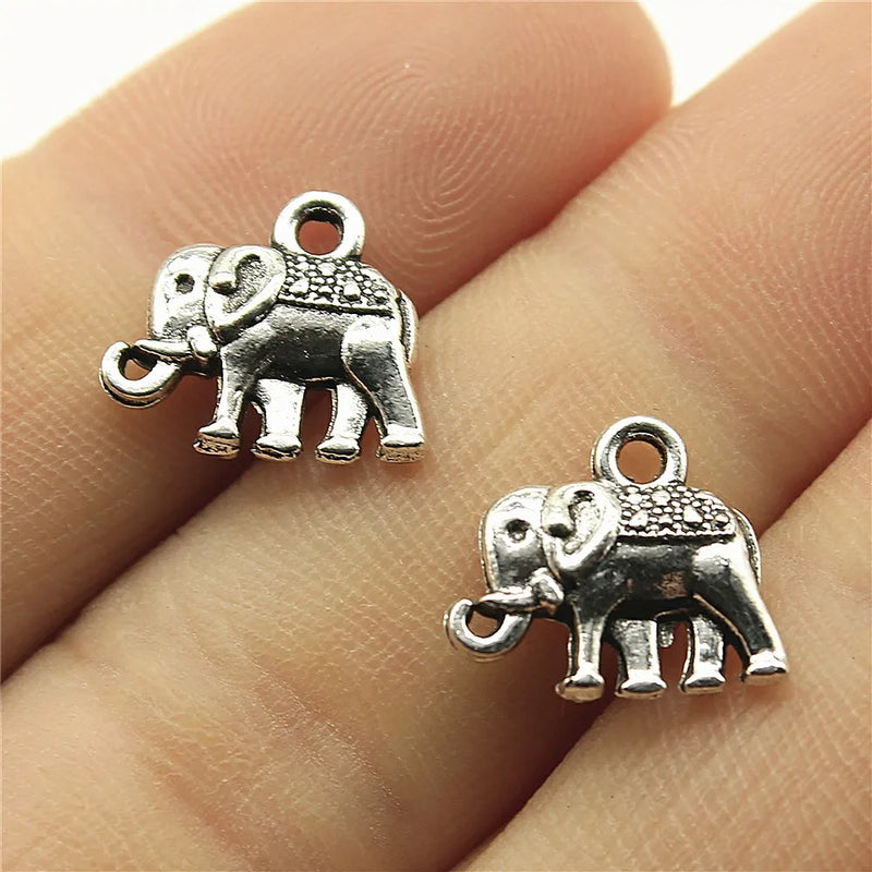 40pcs Elephant Charms Antique Silver Pendant Charms Jewelry Making DIY