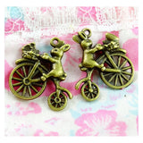 40pcs Rabbit on Bike Charms 23.7*21MM Antique Bronze Plated Pendants DIY Jewelry